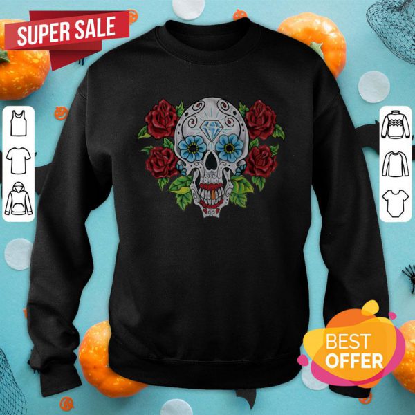 Sugar Skull With Flower Dia De Los Muertos Day Dead Sweatshirt