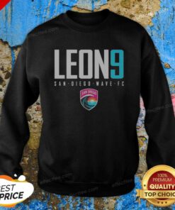 Hot San Diego Wave FC Leon 9 San Diego Wave FC NWSL Player Name Jersey sweatshirt optimized for showcasing the vibrant team colors.