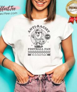 Premium Anti Racist Football Fan We Are Boat People V Neck Shirt v neck optimized showing front design on soft fabric
