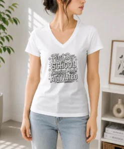 Funny First Day Teacher Humor Sketch V-Neck Shirt