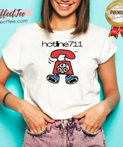 Funny Telephone Cartoon Hotline711 V-Neck Shirt