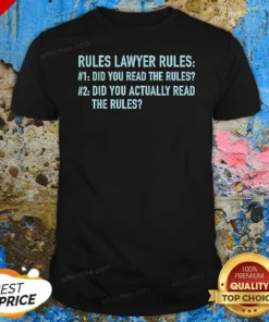 Good Rules Lawyer Rules Geek shirt optimized in classic fit cotton tee with clear logo print