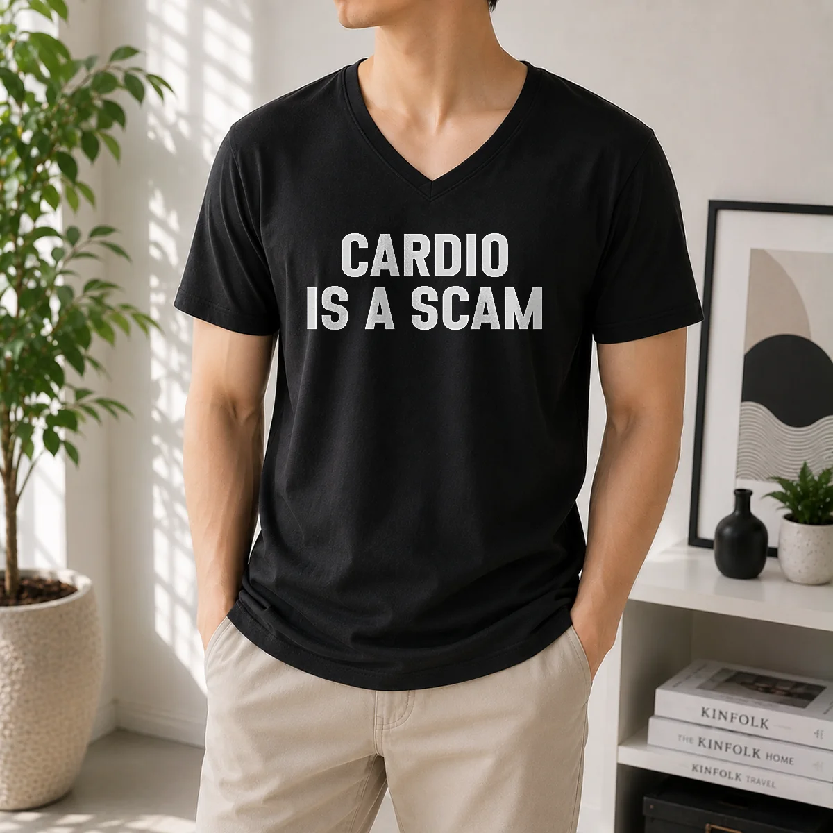 Happy Nice Cardio Is A Scam V-Neck Shirt Happy Nice Cardio Is A Scam V-Neck Shirt