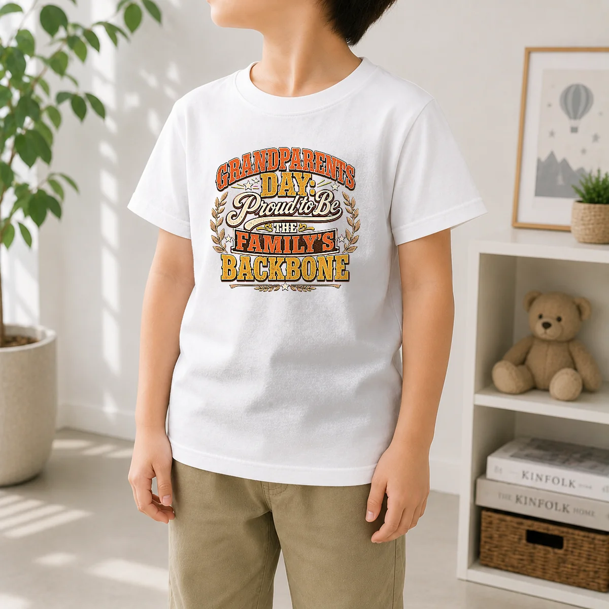 Hot Grandparents Day Proud Family Backbone Vintage Kids T Shirt in classic fit cotton for children