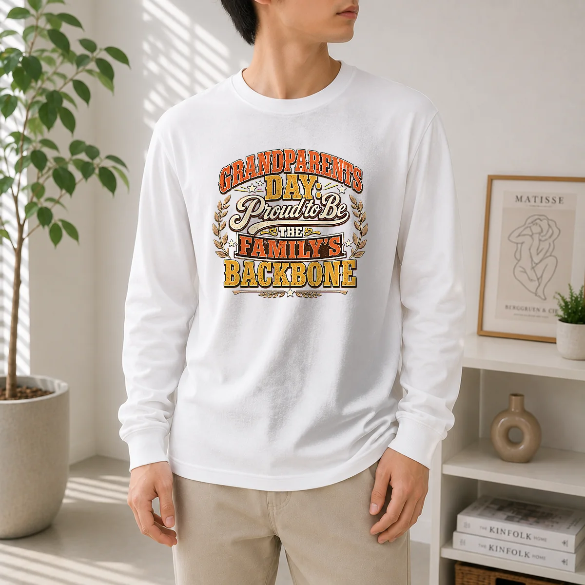 Hot Grandparents Day Proud Family Backbone Vintage long sleeve shirt with retro text design on front
