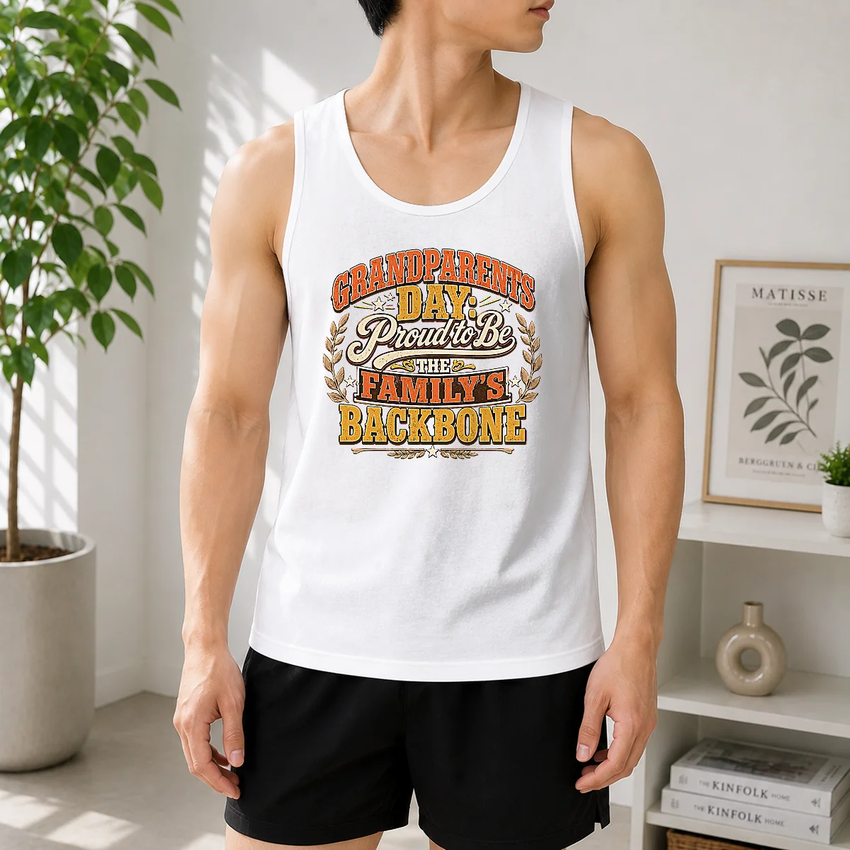 Hot Grandparents Day Proud Family Backbone Vintage Tank Top in white, sleeveless casual wear for warm weather