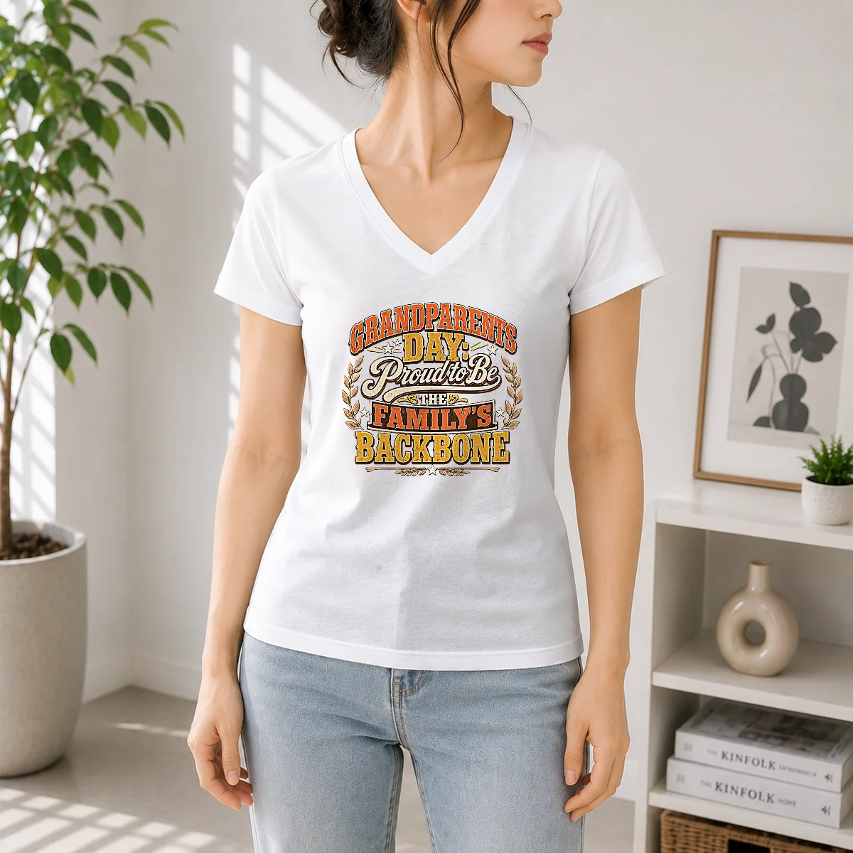 Hot Grandparents Day Proud Family Backbone V-Neck Shirt Hot Grandparents Day Proud Family Backbone V-Neck Shirt
