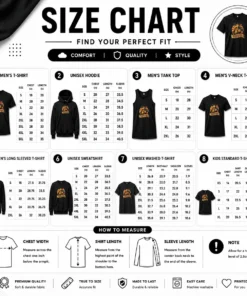 Size chart for Hot Takas World Vintage Anime Characters Passion with measurements in inches and cm