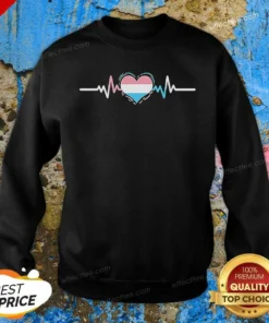 Hot Transgender Pride Flag Heart Heartbeat Line Sweatshirt