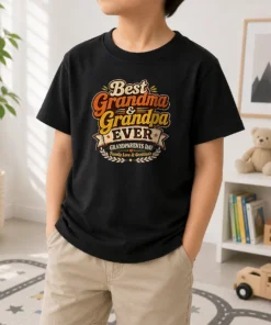 Nice Grandparents Day Vintage Best Grandma Grandpa Kids T-Shirt
