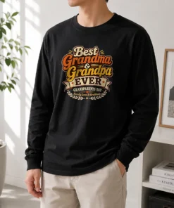 Nice Grandparents Day Vintage Best Grandma Grandpa Long Sleeve Shirt