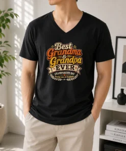 Nice Grandparents Day Vintage Best Grandma Grandpa V-Neck Shirt