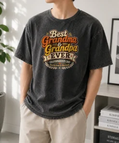 Nice Grandparents Day Vintage Best Grandma Grandpa Washed T-Shirt