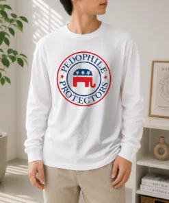 Nice Republican Pedophile Protectors Party long sleeve shirt with bold text graphic on front