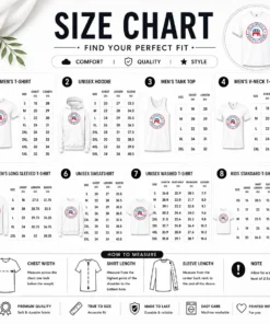 Size chart for Nice Republican Pedophile Protectors Party showing measurements in inches and centimeters
