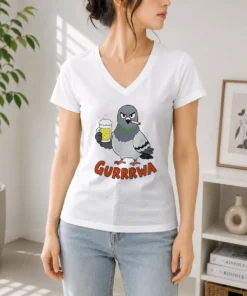 Official Angry Pigeon With Beer And Cigarette V-Neck Shirt