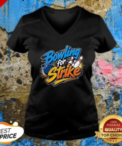 Official Bowling For Strike Typography V Neck Shirt v neck optimized with classic fit and soft fabric