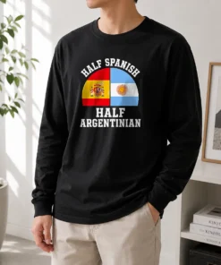 Official Half Spanish Half Argentinian Flags Long Sleeve Shirt