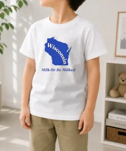 Original Wisconsin State Milk Or Be Milked Map Kids T-Shirt