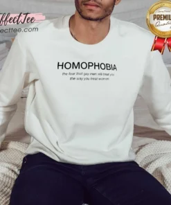 Premium Homophobia The Fear That Gay Men Will Treat You The Way You Treat Women Sweatshirt in classic crewneck style, charcoal gray