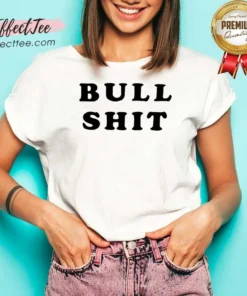 Pretty Bull Shit Text Slogan Phrase Expression Bold Letter Typography V Neck Shirt v neck optimized in black