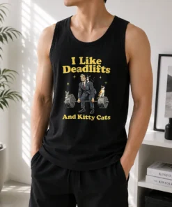Pretty Deadlifts And Kitties Businessman Tank Top