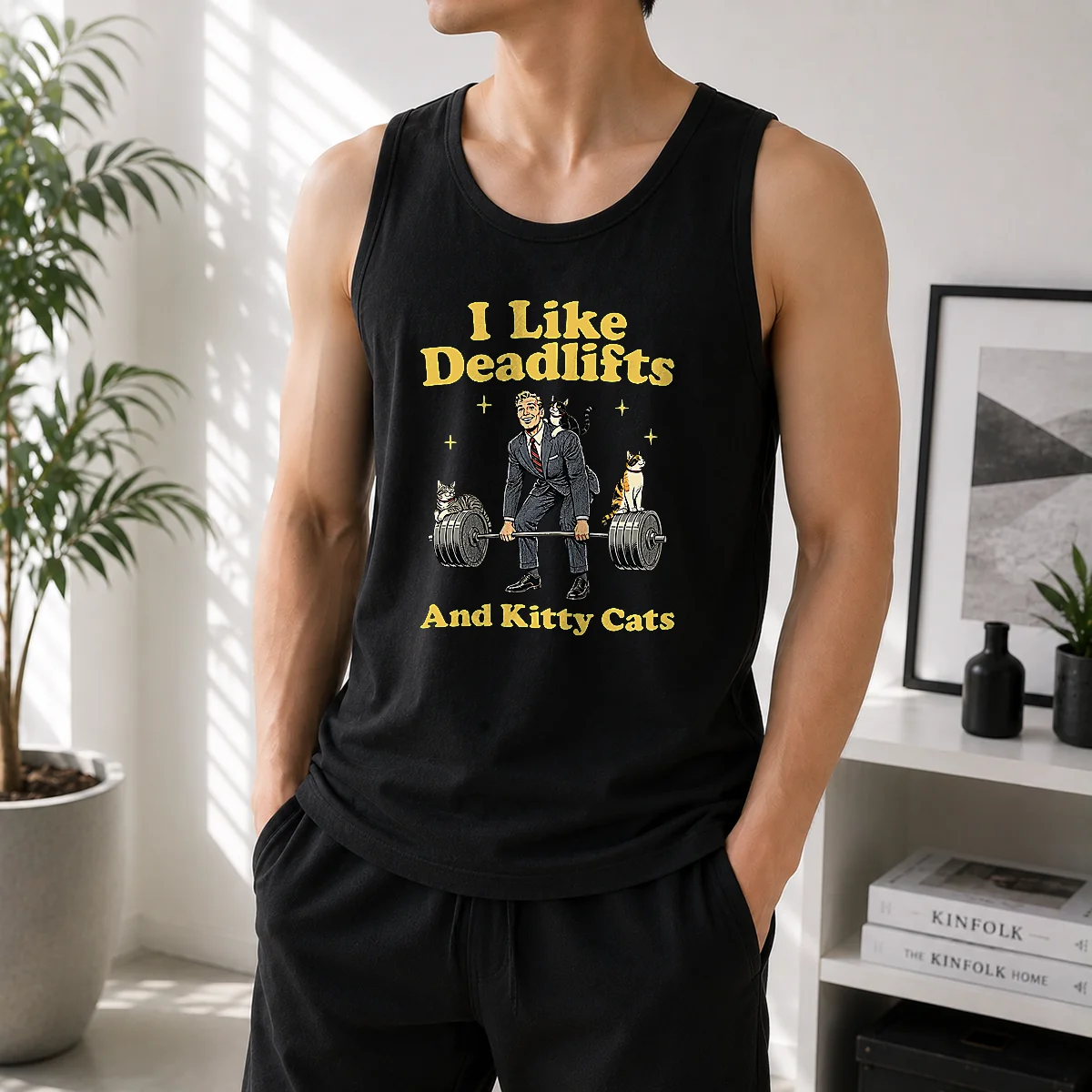 Pretty Deadlifts And Kitties Businessman Tank Top