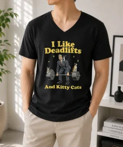 Pretty Deadlifts And Kitties Businessman V-Neck Shirt