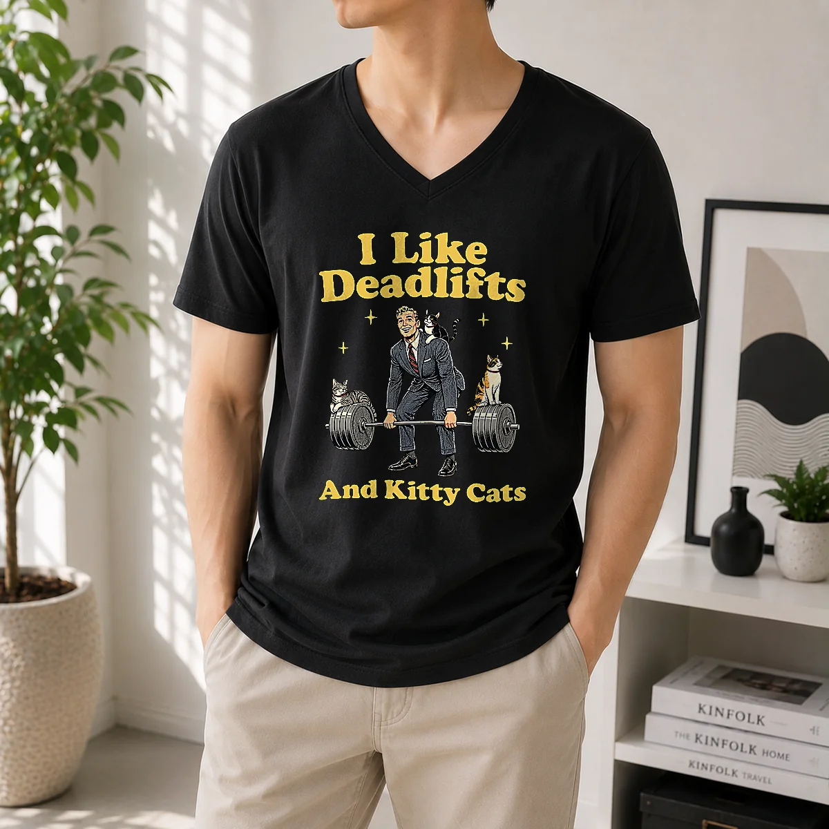 Pretty Deadlifts And Kitties Businessman V-Neck Shirt Pretty Deadlifts And Kitties Businessman V-Neck Shirt