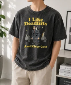 Pretty Deadlifts And Kitties Businessman Washed T-Shirt