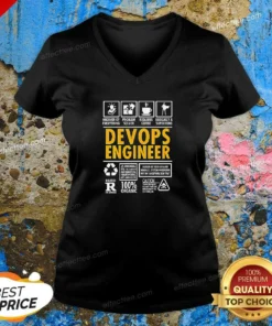 Pretty Devops Engineer Humorous Infographic Icons Knower Of Everything Superhero V Neck Shirt v neck optimized view showing front design
