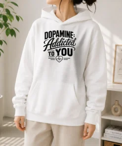 Pretty Dopamine Addicted To You Line Art Romance Hoodie in soft fabric with front pocket and drawstring hood