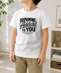 Pretty Dopamine Addicted To You Line Art Romance Kids T-Shirt