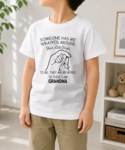 Pretty Someone Has Me Wrapped Around Their Little Finger Grandma Kids T-Shirt
