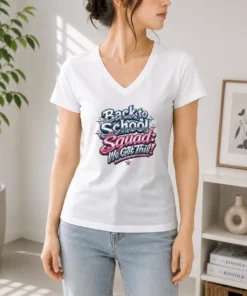 Top Back To School Squad Y2K Chrome V-Neck Shirt