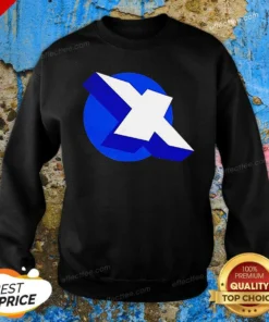 Top Funny X Logo On Blue Circle Symbol Logo Sweatshirt
