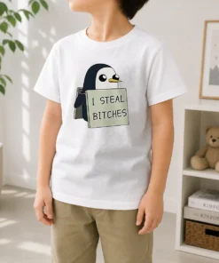 Top Gunter The Penguin I Steal Bitches Adventure Time Kids T-Shirt
