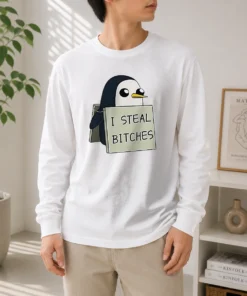 Top Gunter The Penguin I Steal Bitches Adventure Time Long Sleeve Shirt