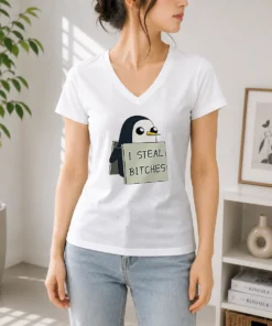 Top Gunter The Penguin I Steal Bitches Adventure Time V-Neck Shirt