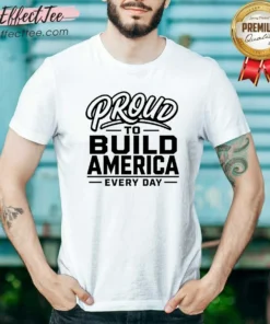 Top Labour Day Proud Builder With Line Art Typography shirt optimized in black crew neck short sleeve cotton fabric