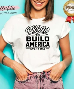 Top Labour Day Proud Builder With Line Art Typography V-Neck Shirt