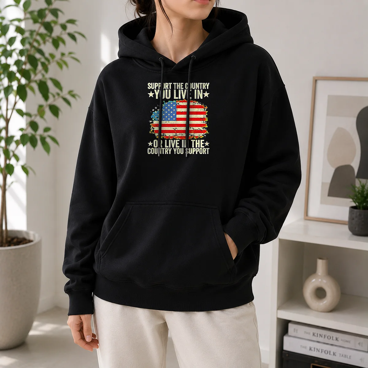 Good Hot Support The Country You Live In Or Live In The Country You Support Distressed Flag Hoodie