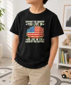 Good Hot Support The Country You Live In Or Live In The Country You Support Distressed Flag Kids T-Shirt