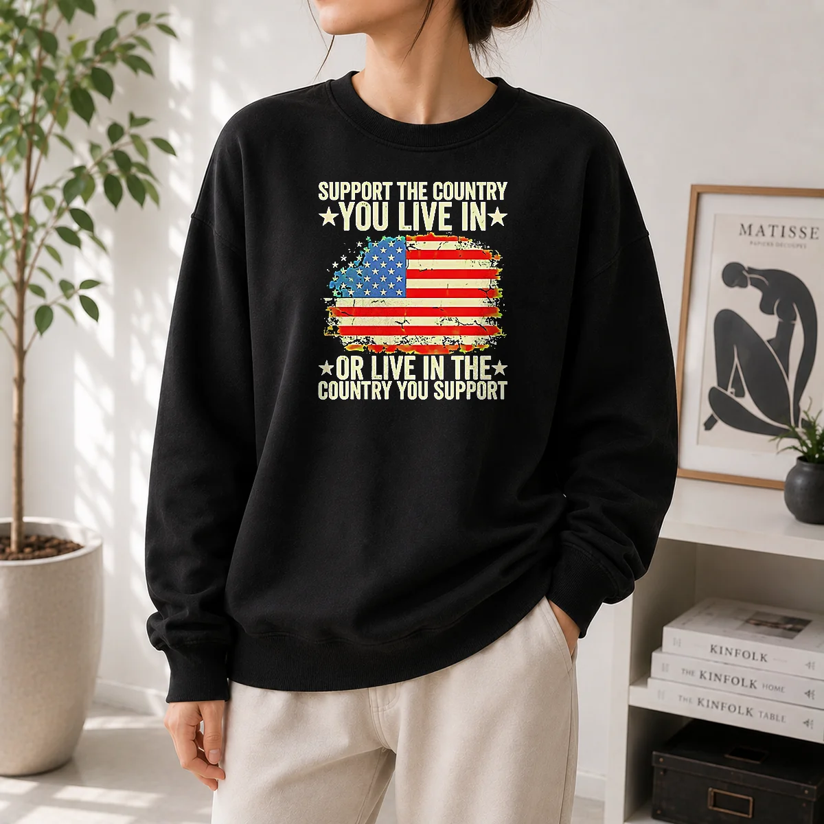 Good Hot Support The Country You Live In Or Live In The Country You Support Distressed Flag Sweater