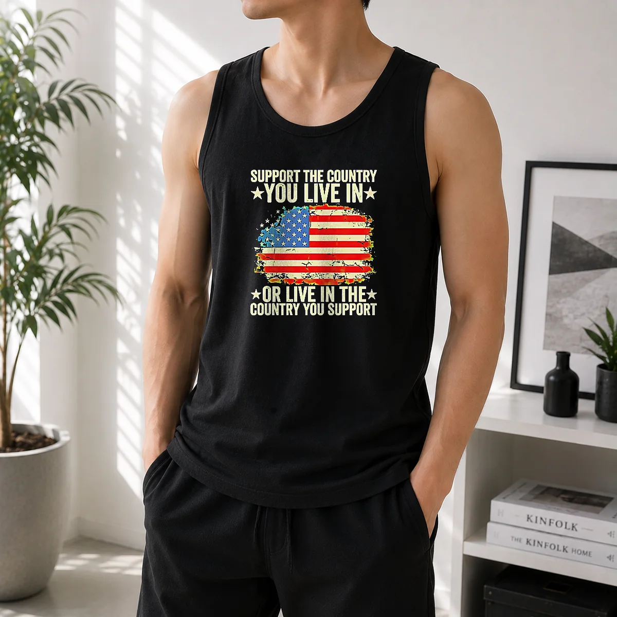 Good Hot Support The Country You Live In Or Live In The Country You Support Distressed Flag Tank Top