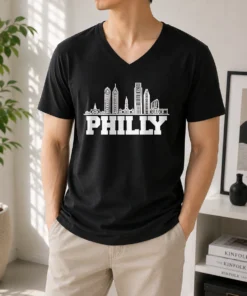 Good Top Philly Skyline Apparel Philadelphia City Silhouette V-Neck Shirt