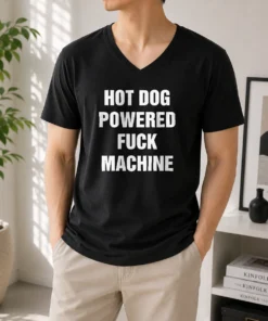 Hot Dog Powered Fuck Machine Sarcastic Edgy V-Neck Shirt