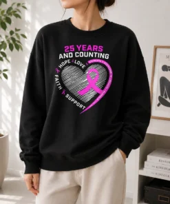 Hot Premium 25 Years And Counting Hope Love Breast Cancer Sweater