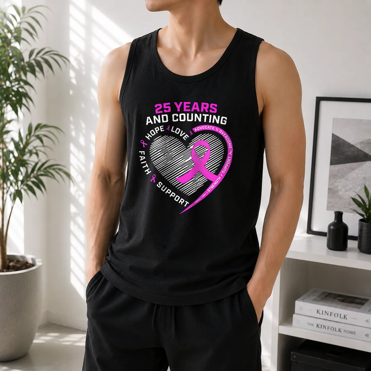 Hot Premium 25 Years And Counting Hope Love Breast Cancer Tank Top