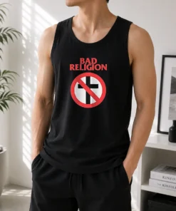 Nice Funny Bad Religion Cross Logo Music Tank Top